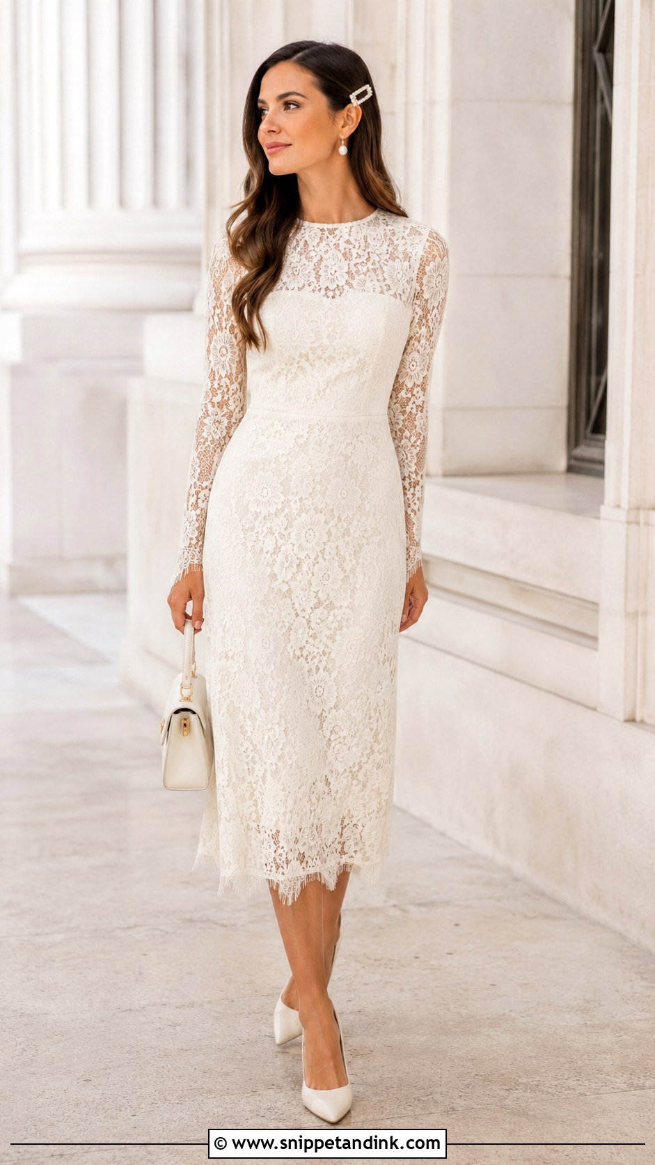 Lace Midi Dress Register Marriage Outfit - Snippet and Ink - 25 Register Marriage Outfit Ideas