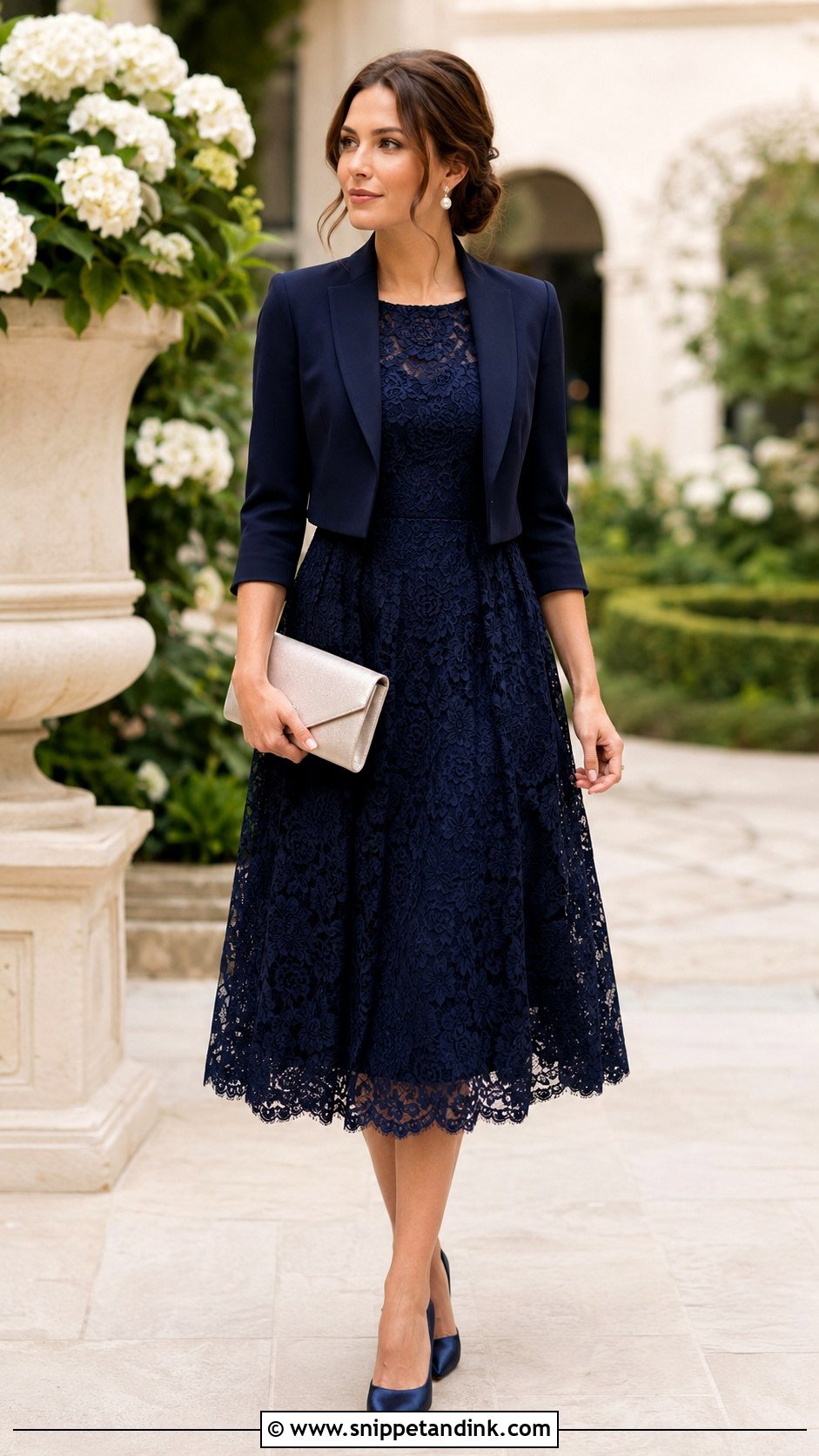 Lace Midi Dress Wedding Guest Outfit - Snippet and Ink - 20 Dress Outfits for Wedding