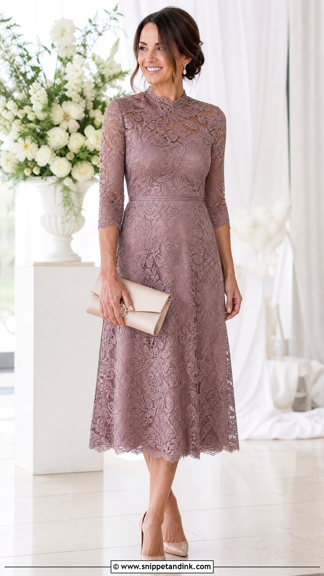 Lace Midi Dress Wedding Outfit - Snippet and Ink - 25 Wedding Wear Dresses for Women