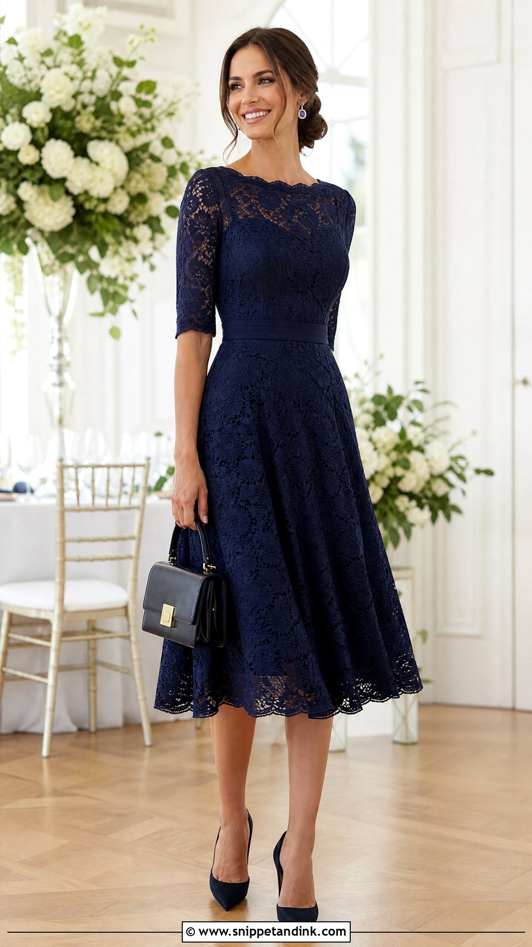Lace Midi Dress Wedding Outfit - Snippet and Ink - 20 Wedding Wear for Women Ideas