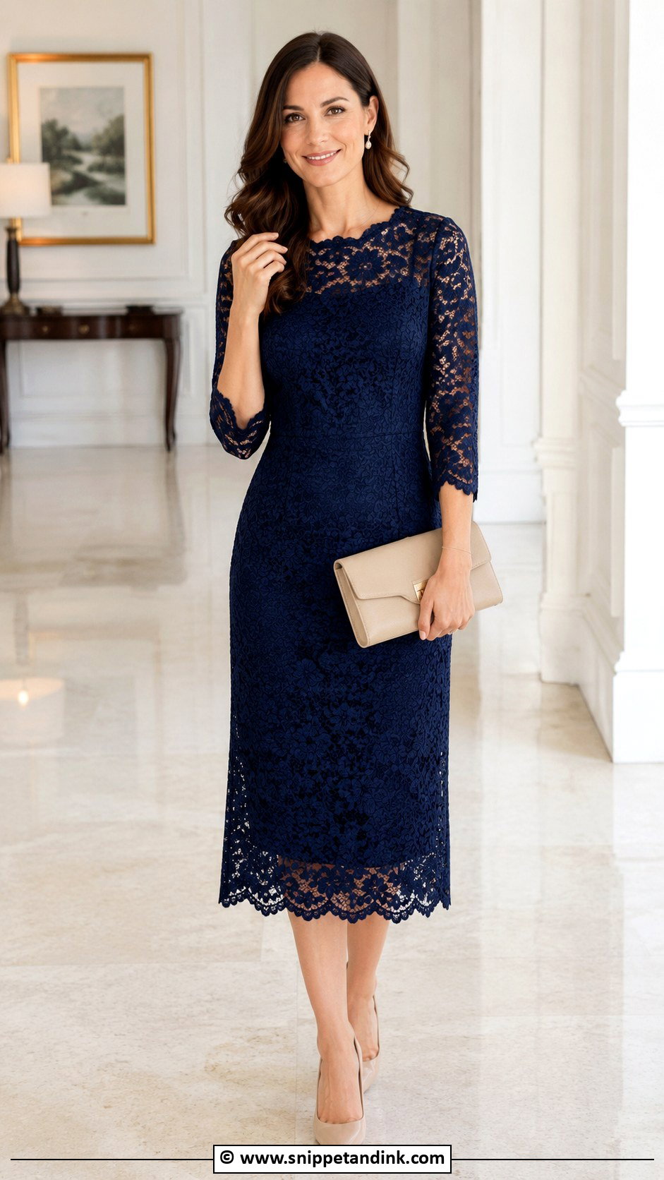 Lace Midi Dress Wedding Outfit - Snippet and Ink - 25 Wedding Outfit Women Ideas