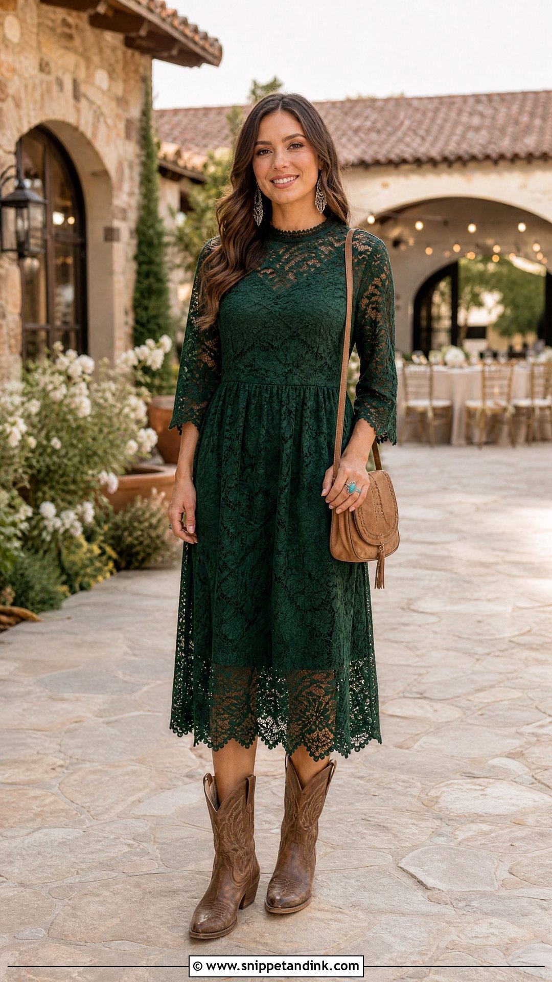 Lace Midi Dress for Western Wedding - Snippet and Ink - 20 Western Dresses for Wedding