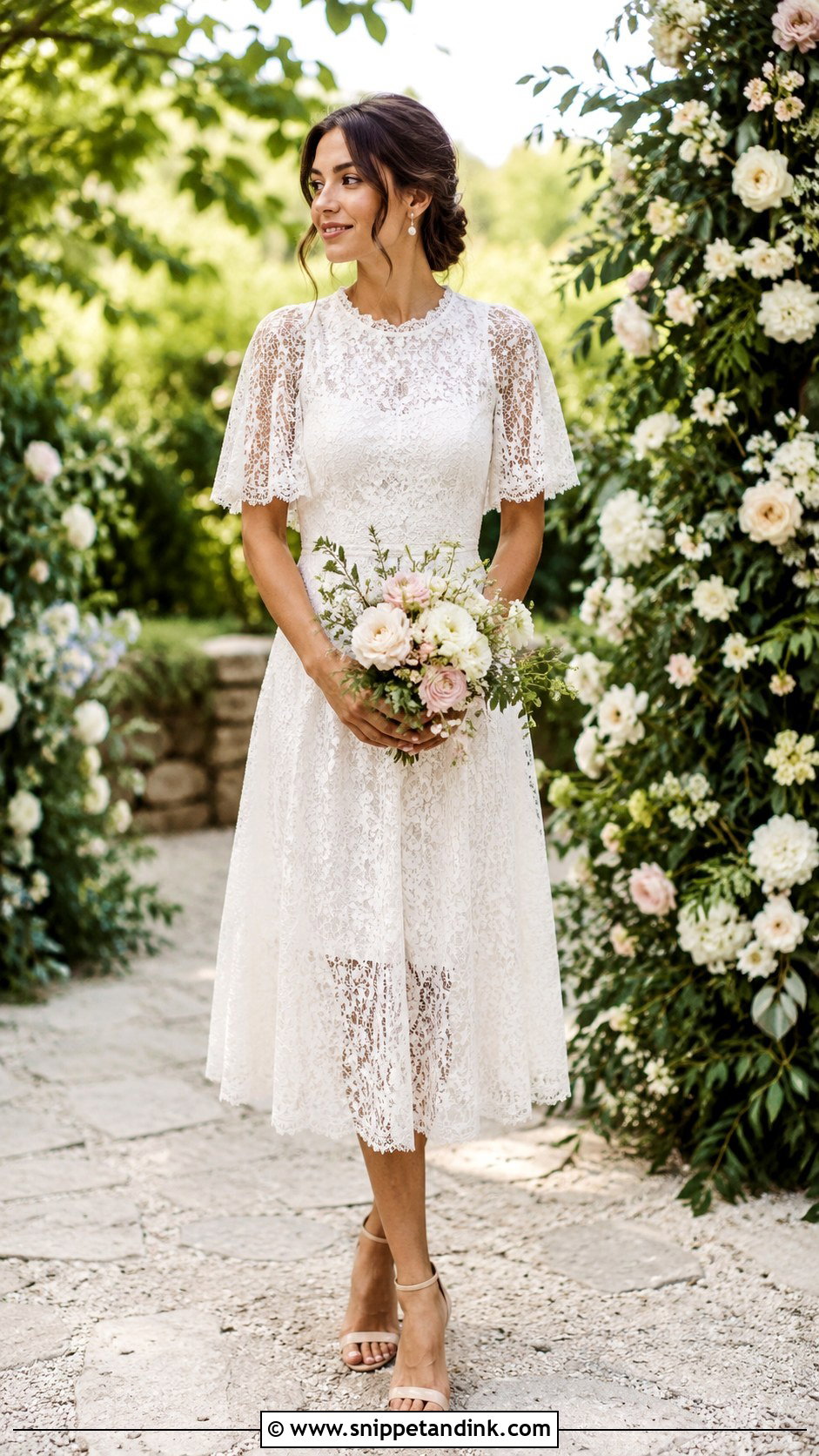 Lace Midi Elopement Dress - Snippet and Ink - 30 Simple Elopement Dress Ideas