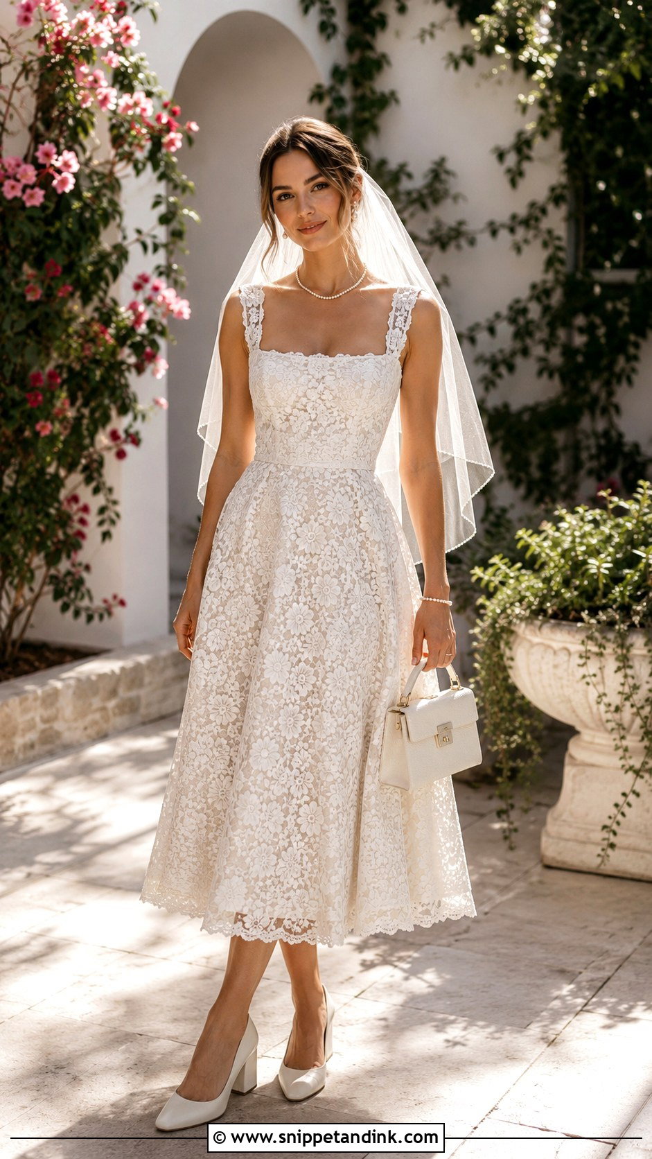 Lace Midi Elopement Wedding Dress - Snippet and Ink - 20 Elopment Wedding Dress Ideas