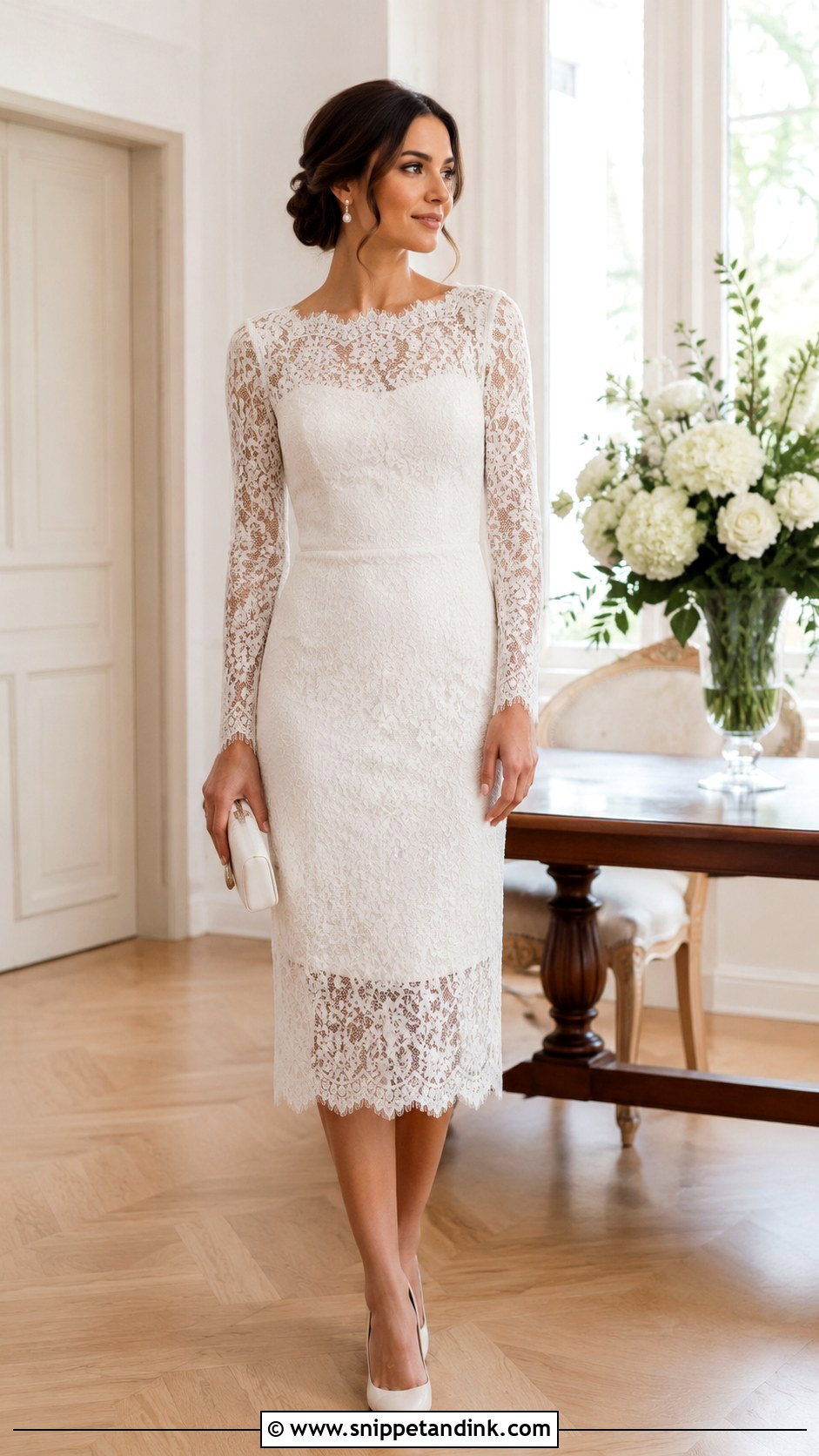 Lace Midi Registry Wedding Dress - Snippet and Ink - 25 Registry Wedding Dress Ideas