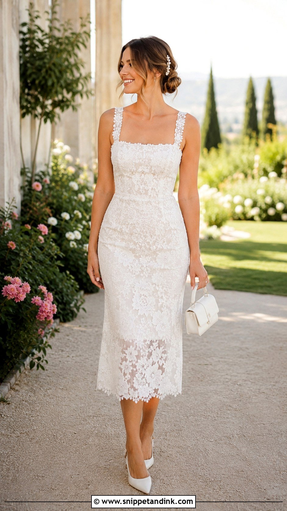 Lace Midi Wedding Dress - Snippet and Ink - 25 Intimate Wedding Dress Ideas