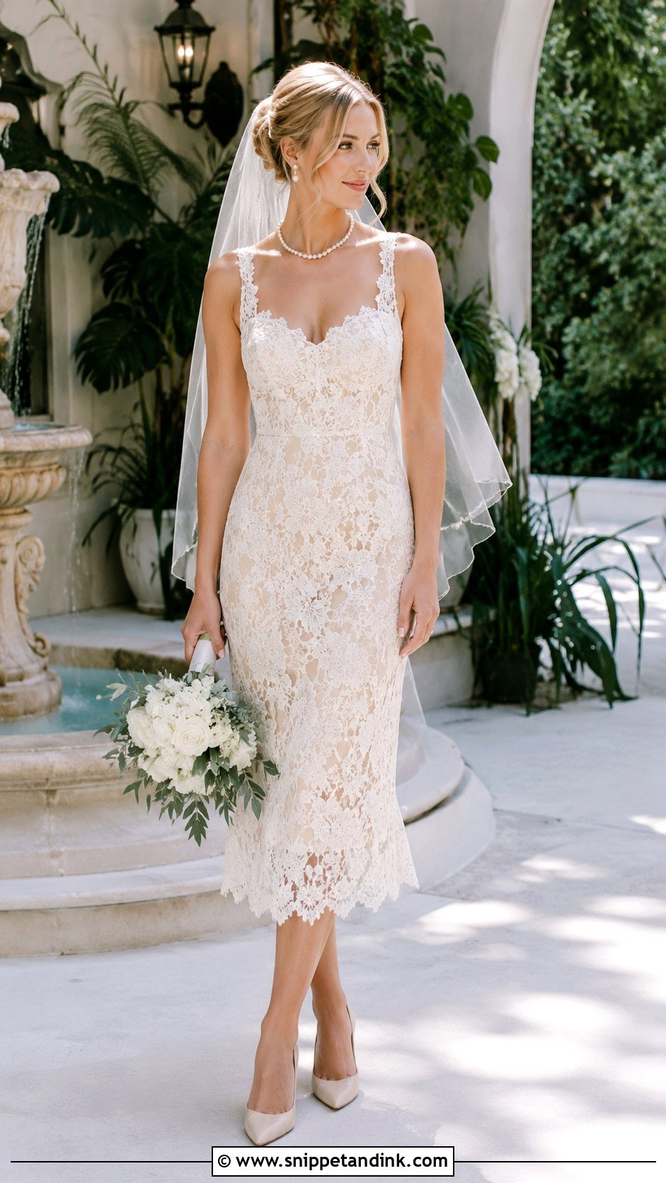 Lace Midi Wedding Dress - Snippet and Ink - 25 Las Vegas Wedding Dress Ideas