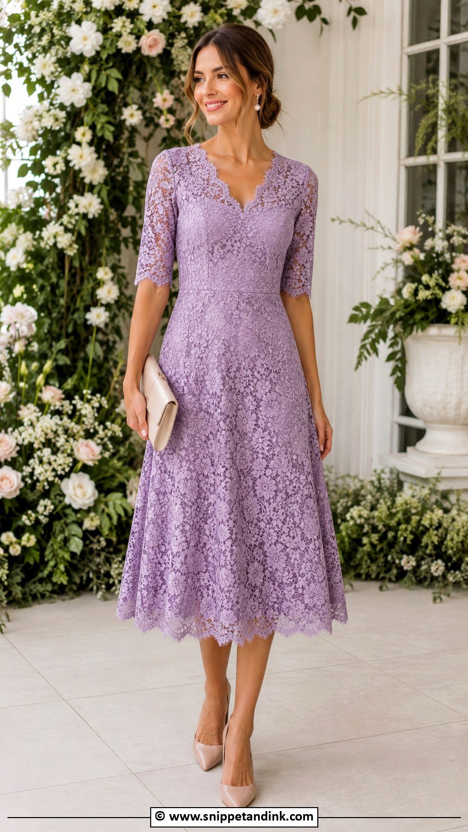 Lace Midi Wedding Guest Dress - Snippet and Ink - 25 Wedding Ideas Dresses