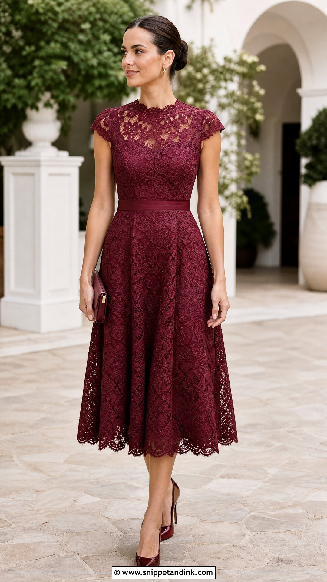 Lace Midi Wedding Guest Outfit - Snippet and Ink - 25 Attending Wedding Outfit Ideas