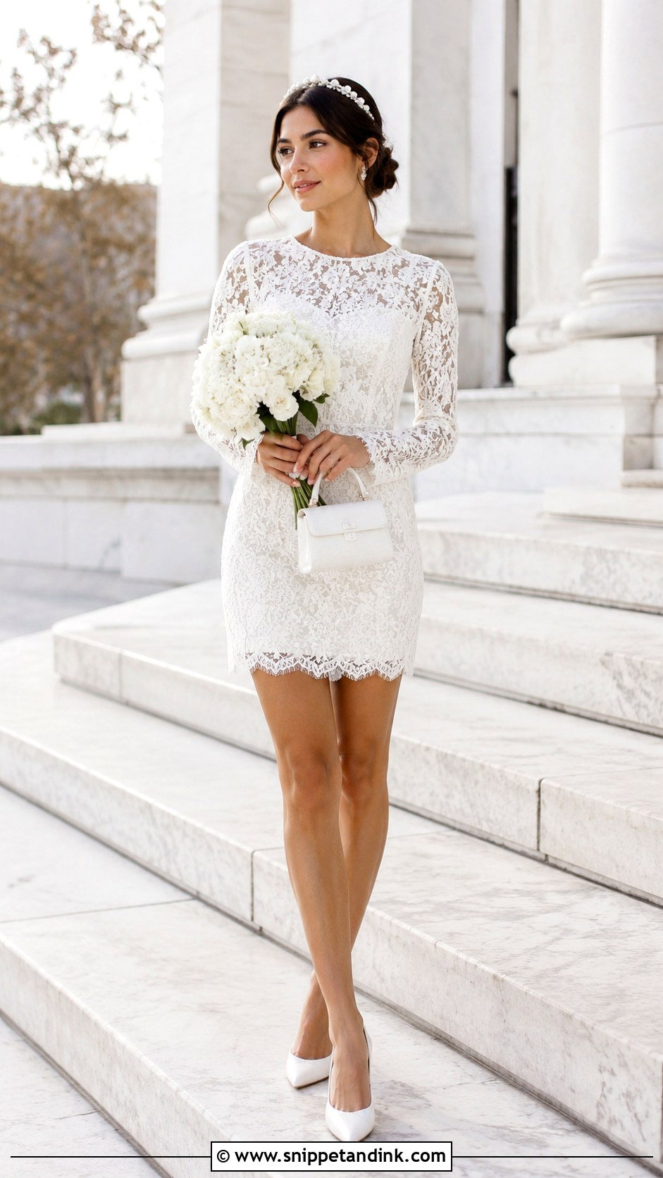 Lace Mini Dress Legal Wedding Bride Outfit - Snippet and Ink - 20 Legal Wedding Outfit Bride Ideas