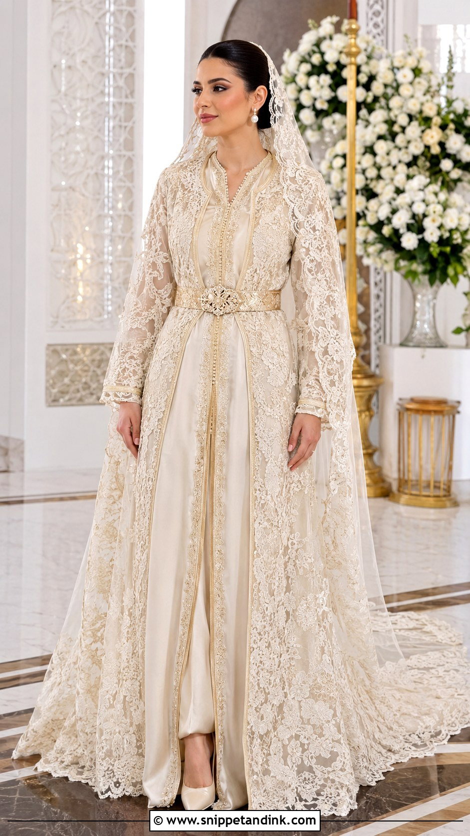 Lace Moroccan Bridal Takchita - Snippet and Ink - 20 Moroccan Wedding Dresses