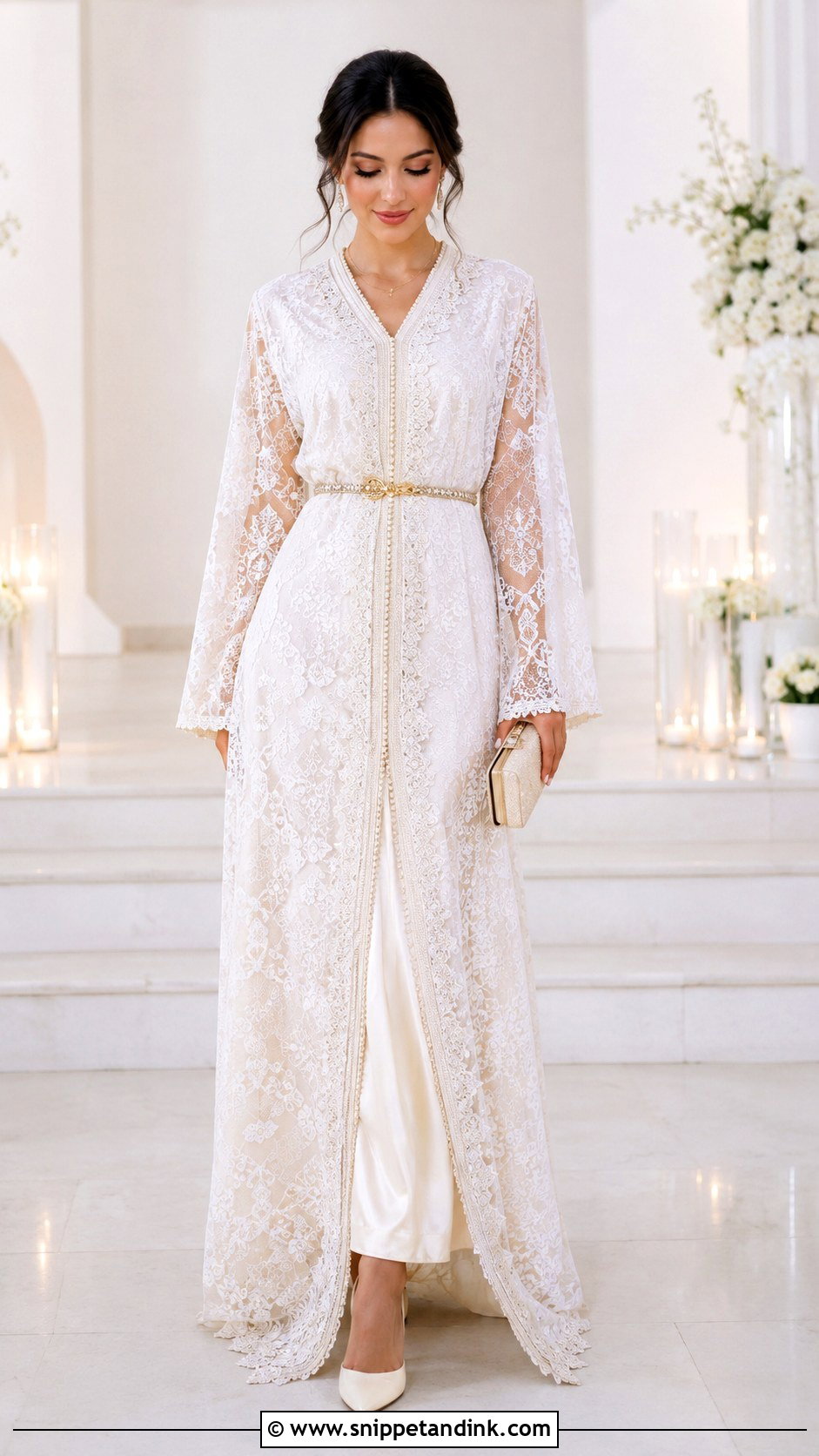 Lace Moroccan Caftan Wedding Dress - Snippet and Ink - 30 Moroccan Wedding Dress Ideas