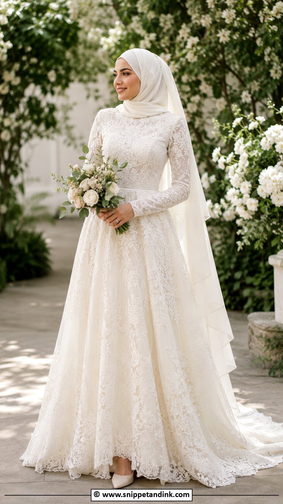 Lace Muslimah Wedding Dress - Snippet and Ink - 30 Muslimah Wedding Dress Ideas