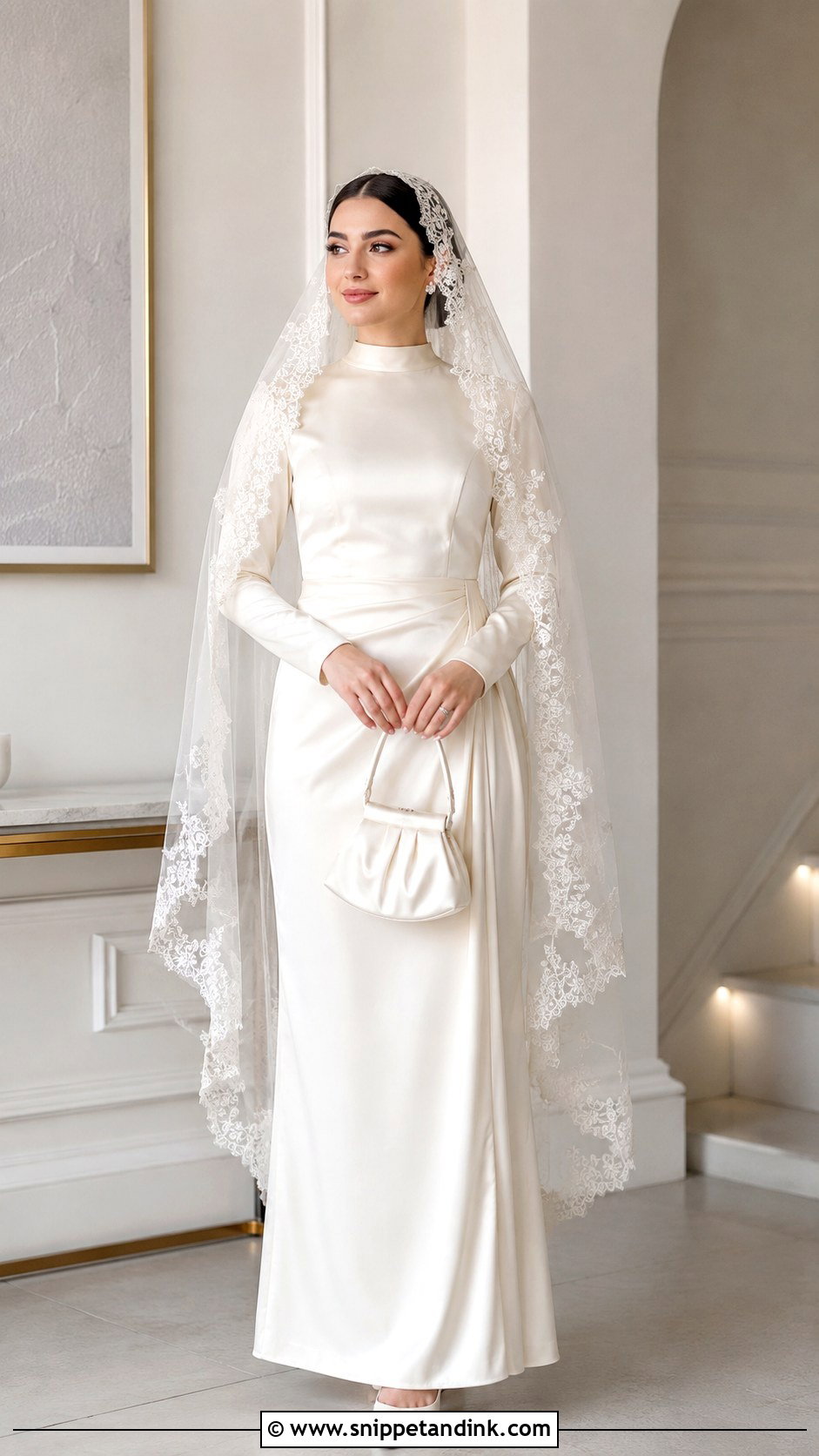 Lace Nikah Veil With Satin Dress - Snippet and Ink - 25 Nikah Veil Ideas