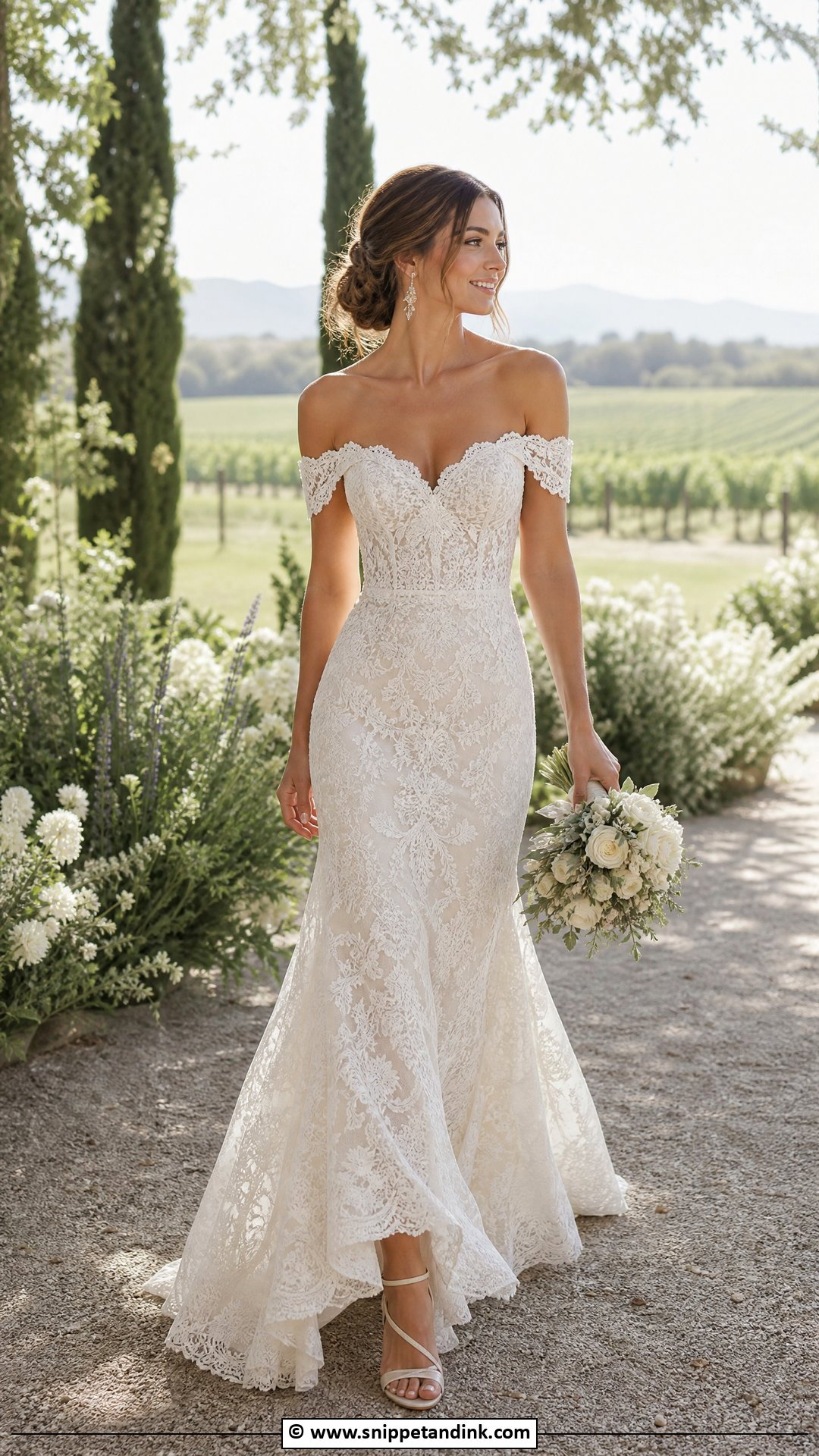 Lace Off Shoulder Wedding Dress - Snippet and Ink - 35 Lace Styles for Wedding