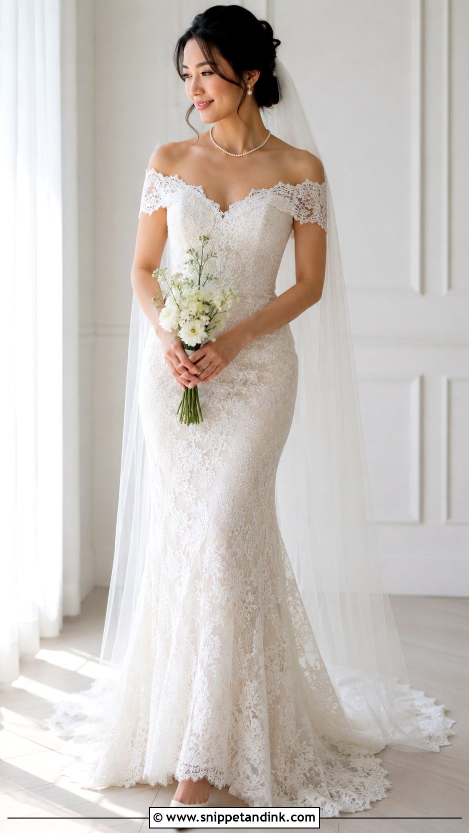 Lace Off The Shoulder Petite Wedding Dress - Snippet and Ink - 25 Lace Off the Shoulder Wedding Dress Ideas