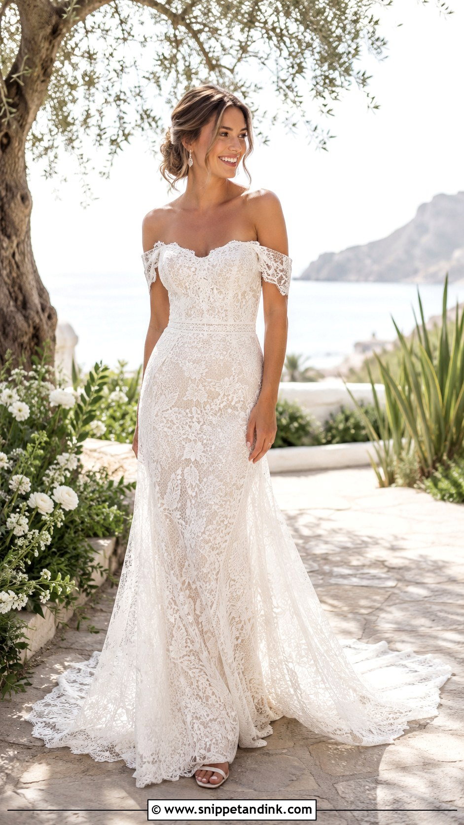 Lace Off The Shoulder Summer Wedding Dress - Snippet and Ink - 25 Lace Off the Shoulder Wedding Dress Ideas