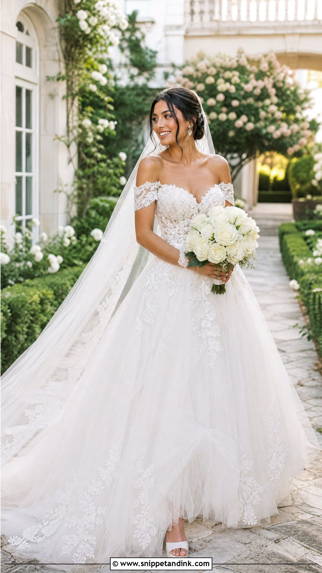 Lace Off the Shoulder Ball Gown Wedding Dress - Snippet and Ink - 20 Off the Shoulder Ball Gown Wedding Dress Ideas