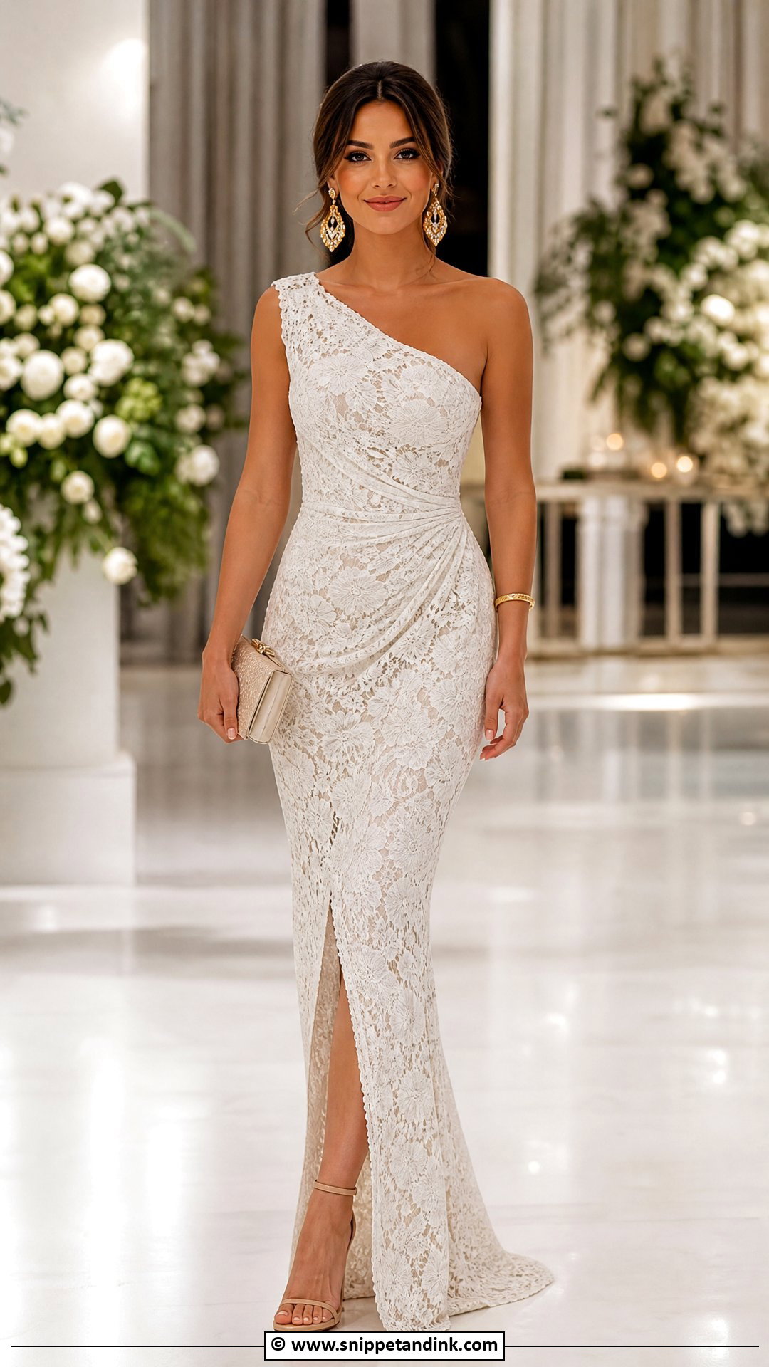 Lace One Shoulder Gown For Wedding - Snippet and Ink - 35 Latest Lace Styles for Wedding