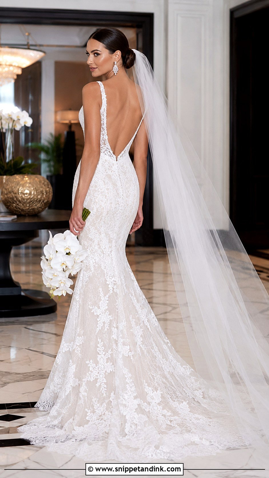 Lace Open Back Ball Gown Wedding Dress - Snippet and Ink - 20 Lace Open Back Wedding Dress Ideas