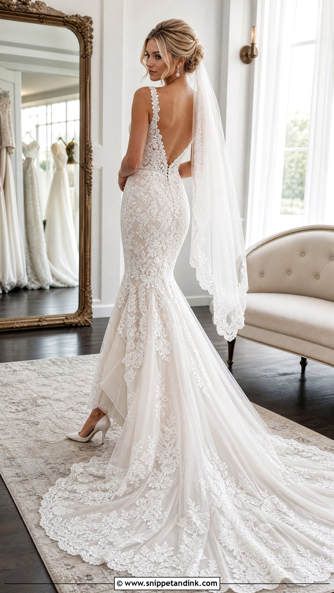 Lace Open Back Mermaid Wedding Dress - Snippet and Ink - 20 Open Back Mermaid Wedding Dress Ideas