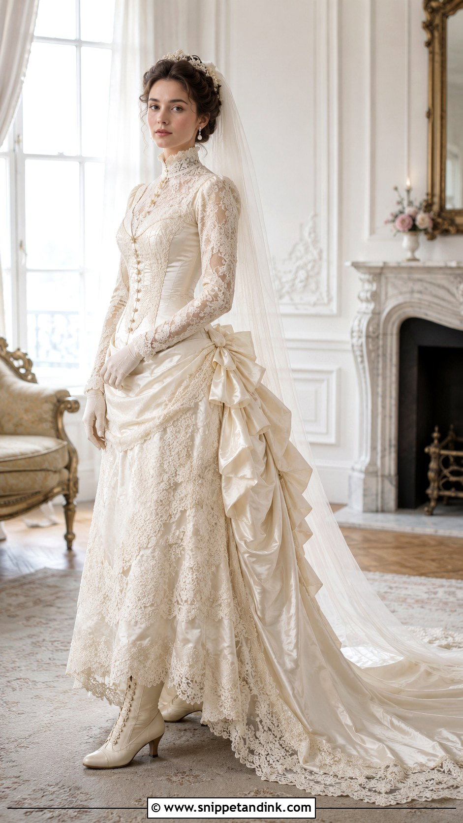 Lace Overlay 1880s Wedding Dress - Snippet and Ink - 20 1880s Wedding Dress Ideas