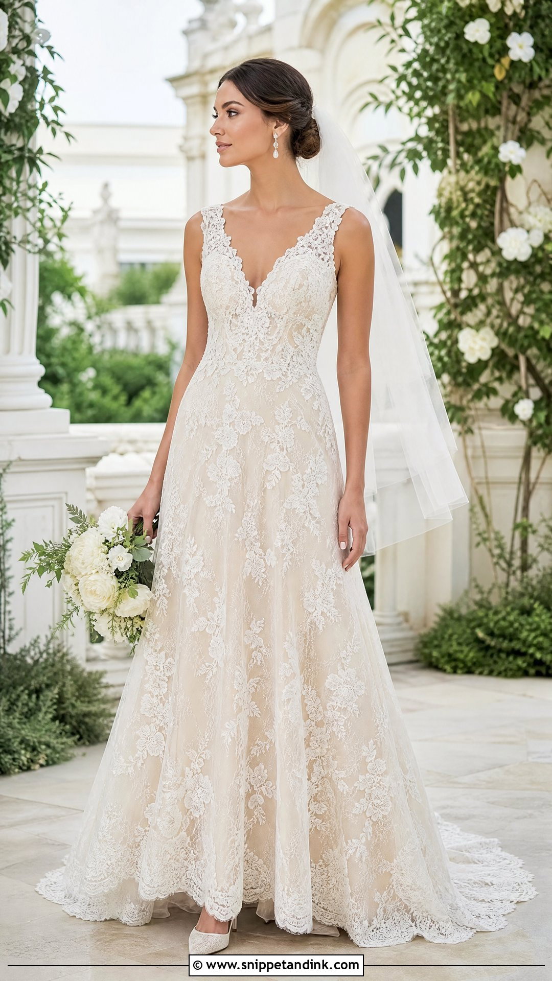 Lace Overlay A Line Wedding Dress - Snippet and Ink - 20 Wedding Dress with Overlay Ideas