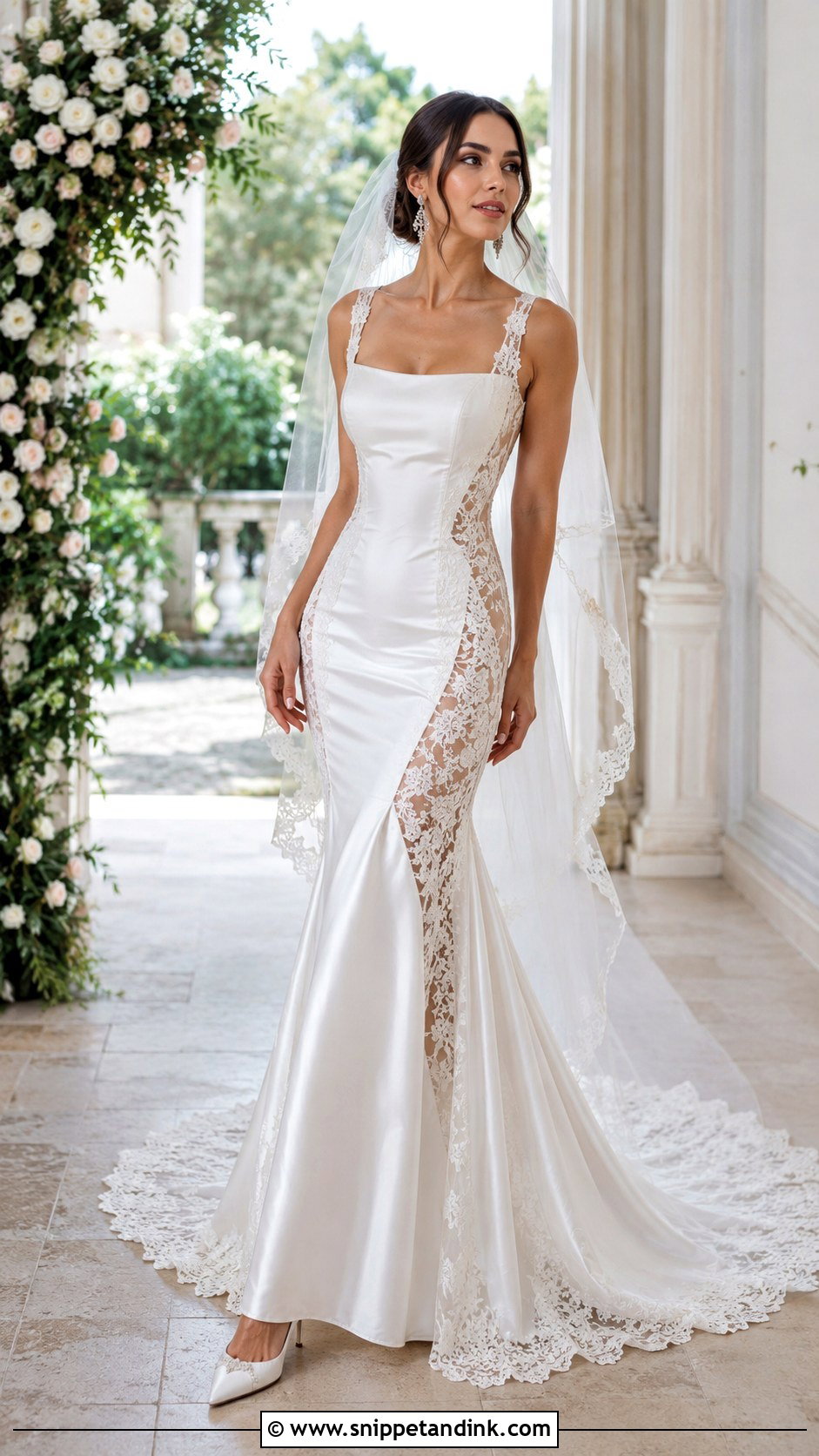 Lace Panel Satin Wedding Dress - Snippet and Ink - 20 Classy Satin Wedding Dress Ideas