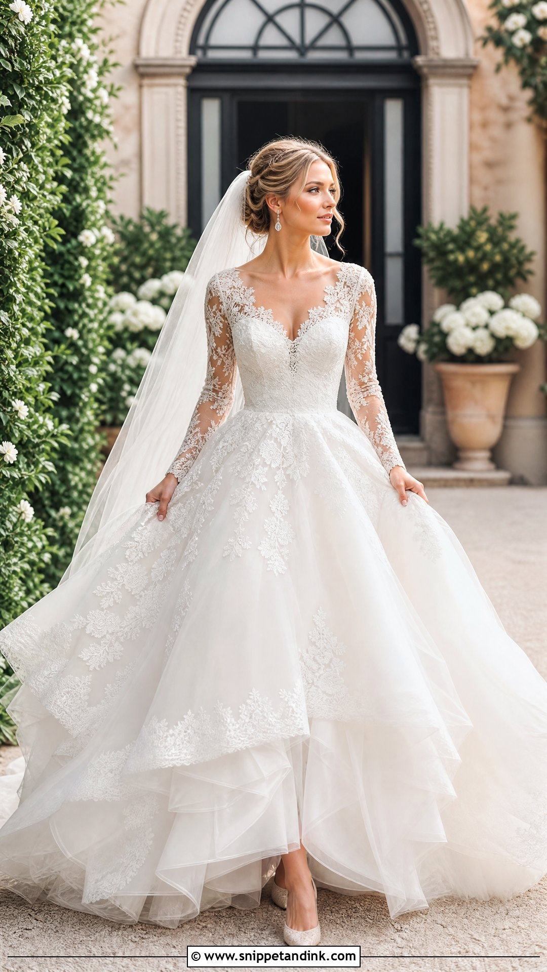 Lace Princess Wedding Dress With Long Sleeves - Snippet and Ink - 25 Princess Style Wedding Dresses