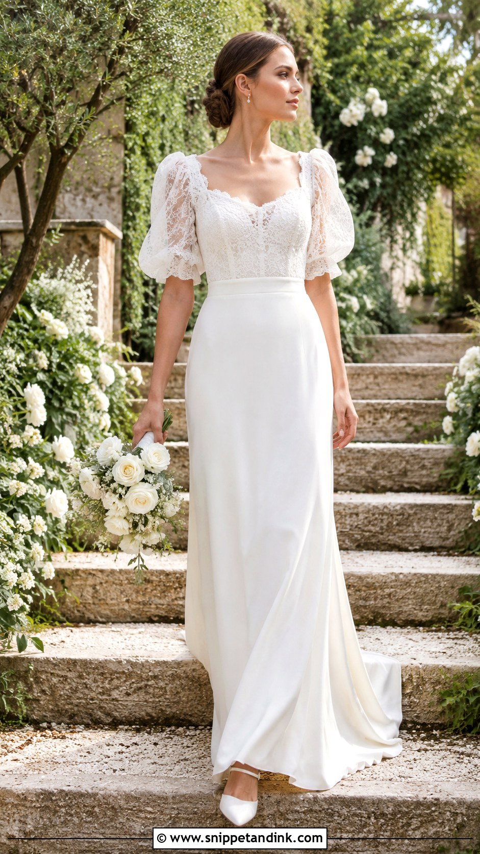 Lace Puff Sleeve Wedding Dress - Snippet and Ink - 25 Lace Sleeves Wedding Dresses