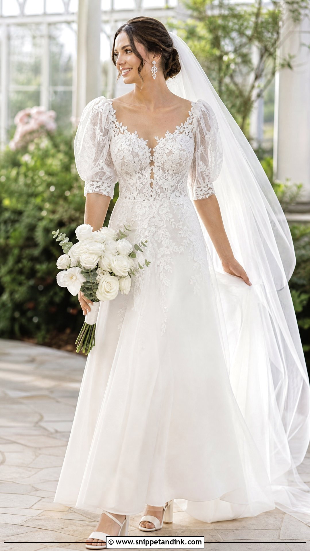 Lace Puff Sleeve Wedding Dress - Snippet and Ink - 20 Wedding Dress Puff Sleeves