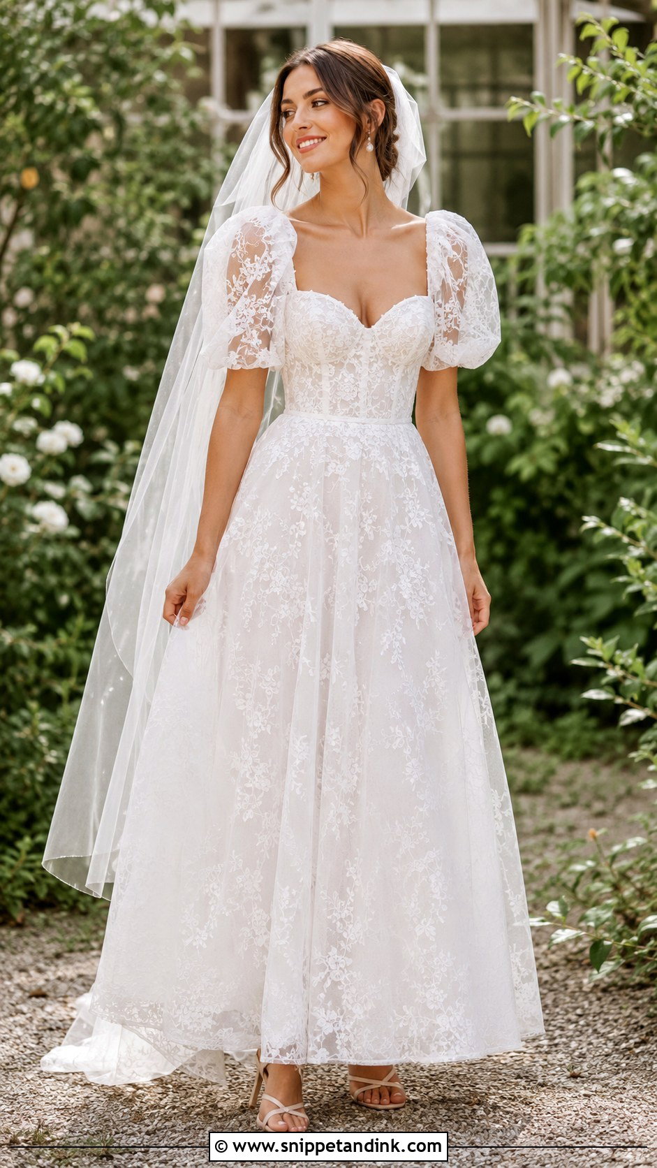 Lace Puffy Sleeve Wedding Dress - Snippet and Ink - 25 Wedding Dress Puffy Sleeves