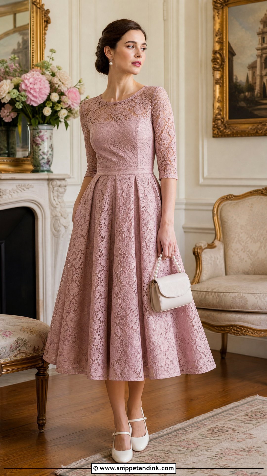 Lace Rose Princess Tea Length Dress - Snippet and Ink - 20 Rose Princess Dress Ideas