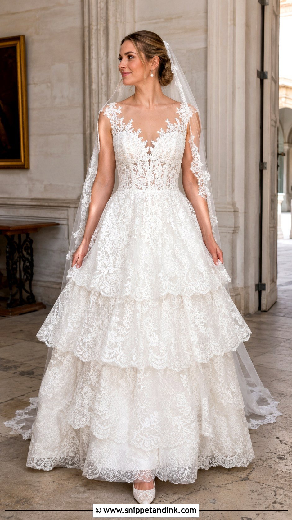 Lace Ruffled Wedding Dress - Snippet and Ink - 20 Ruffled Wedding Dress Ideas