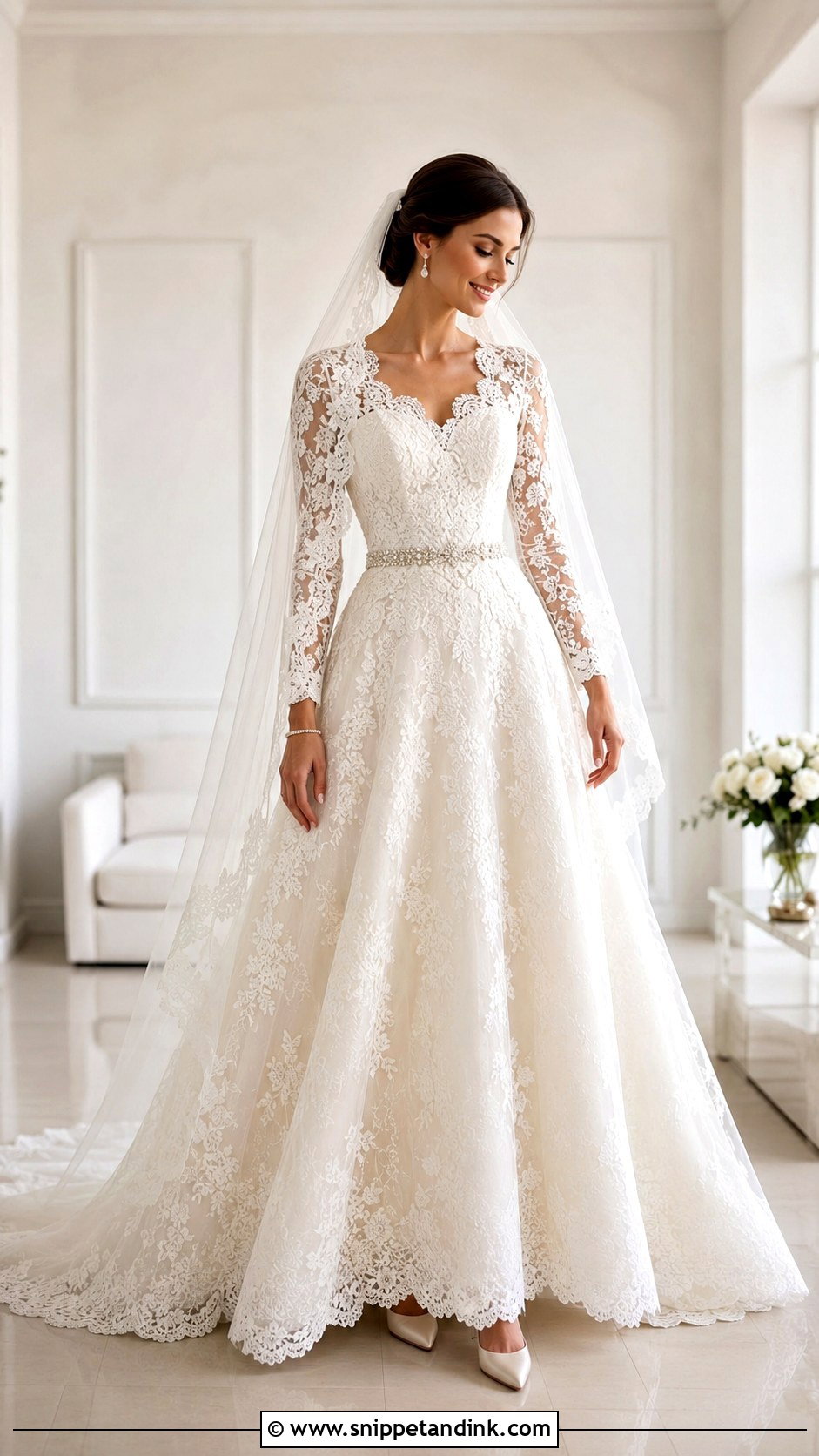 Lace Sajna Bridal Gown - Snippet and Ink - 20 Sajna Bridal Wear Designer Ideas