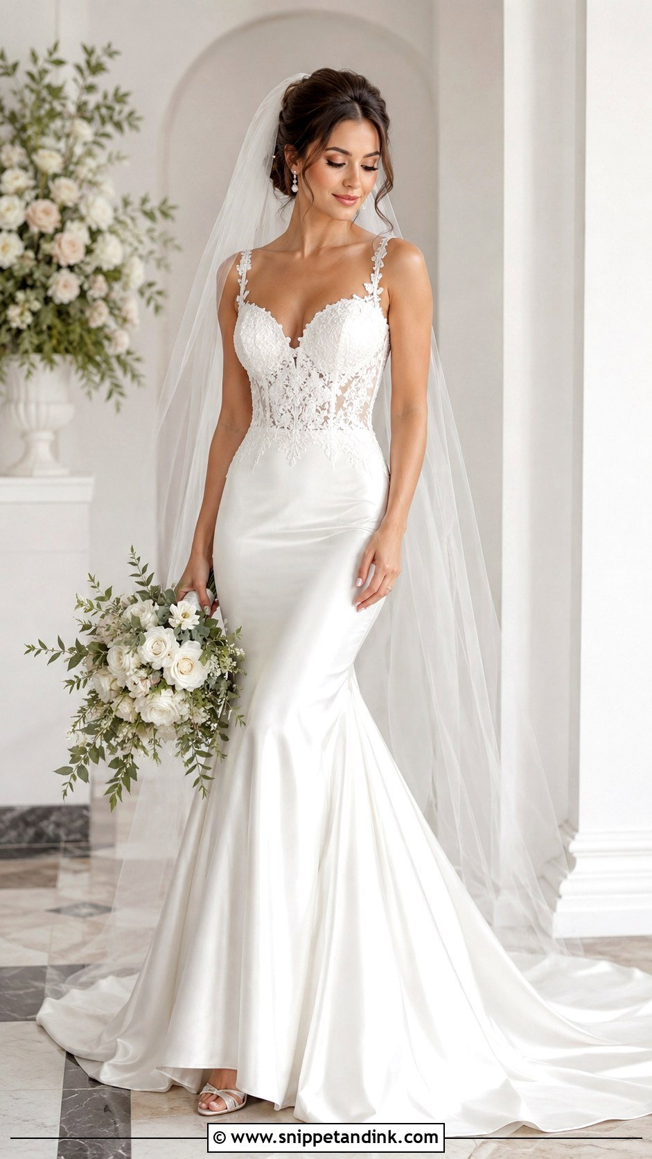 Lace Satin Mermaid Wedding Dress - Snippet and Ink - 25 Satin Mermaid Wedding Dress Ideas