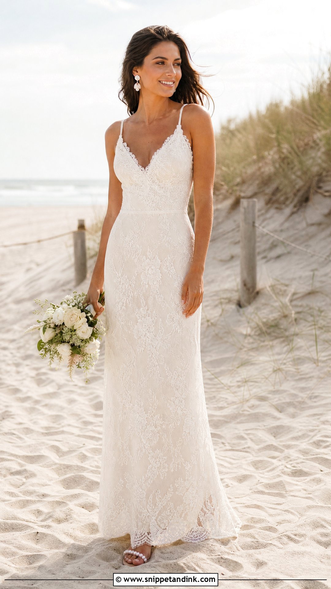 Lace Sheath Beach Wedding Dress - Snippet and Ink - 25 Simple Beach Wedding Dress Ideas