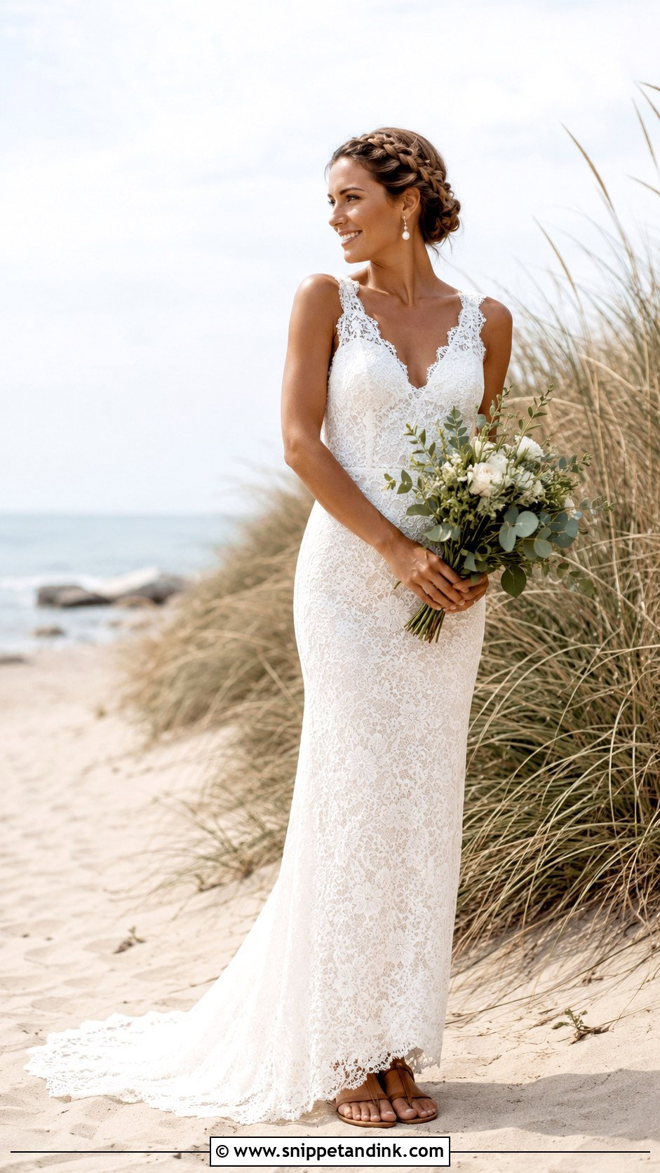 Lace Sheath Beach Wedding Dress - Snippet and Ink - 20 Beachy Wedding Dress Beach Styles