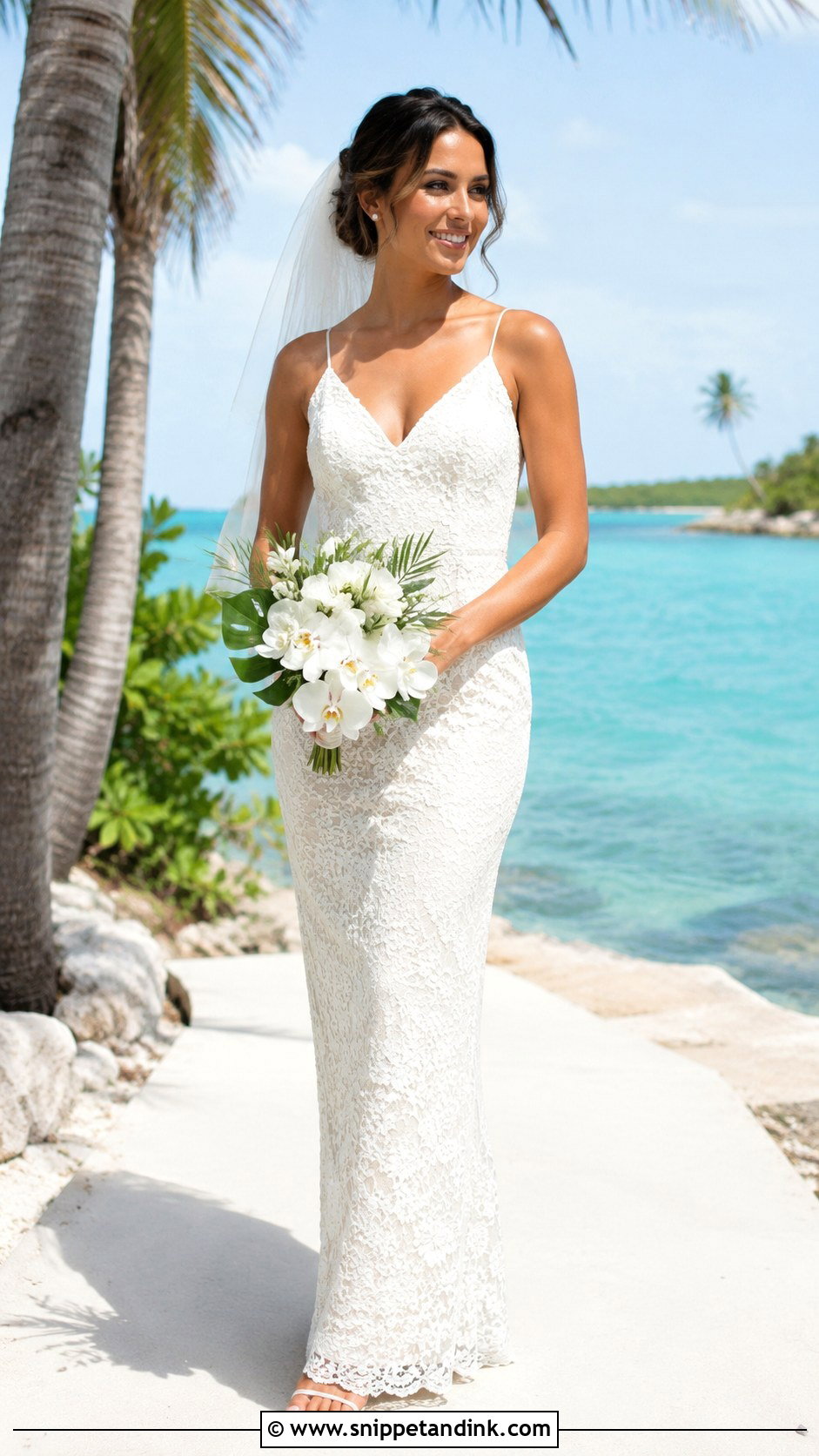 Lace Sheath Caribbean Wedding Dress - Snippet and Ink - 20 Caribbean Wedding Dress Ideas