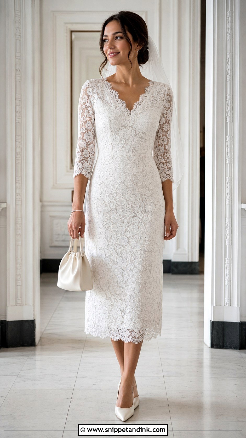 Lace Sheath Court Wedding Gown - Snippet and Ink - 20 Court Wedding Gown Ideas