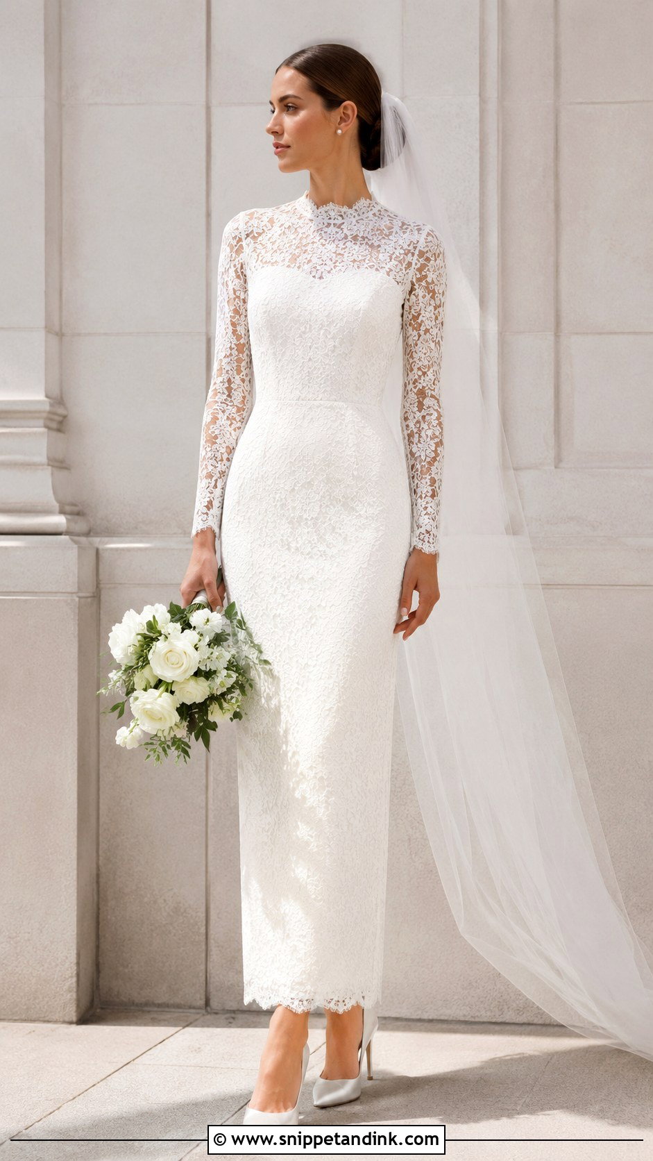 Lace Sheath Wedding Dress - Snippet and Ink - 25 Modest Lace Wedding Dresses