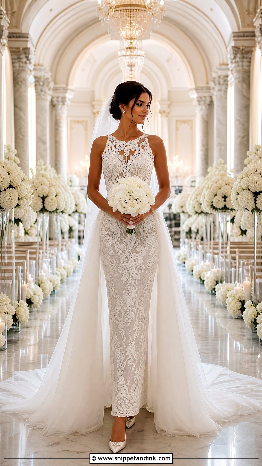 Lace Sheath Wedding Dress With Detachable Train - Snippet and Ink - 20 Lace Sheath Wedding Dress Ideas