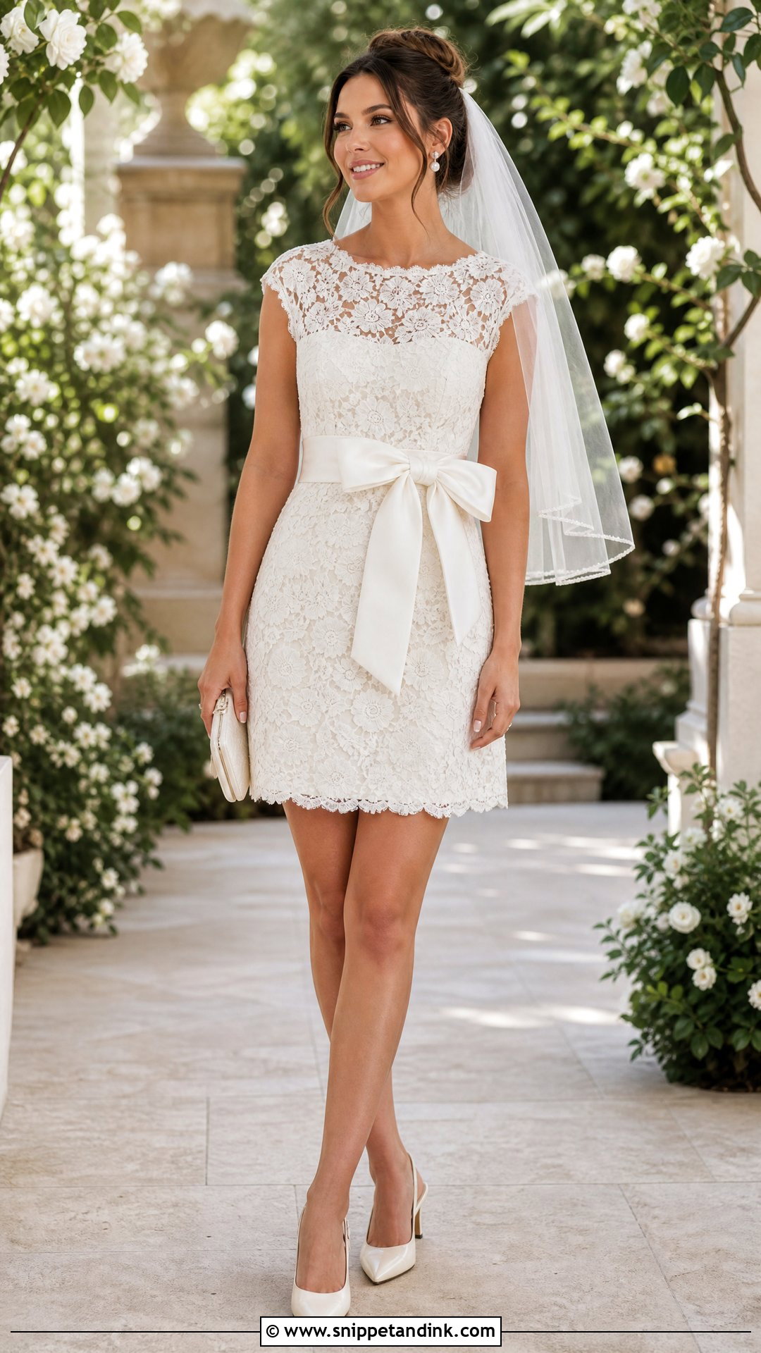 Lace Short Wedding Dress With Front Bow - Snippet and Ink - 20 Short Wedding Dress with Bow Ideas