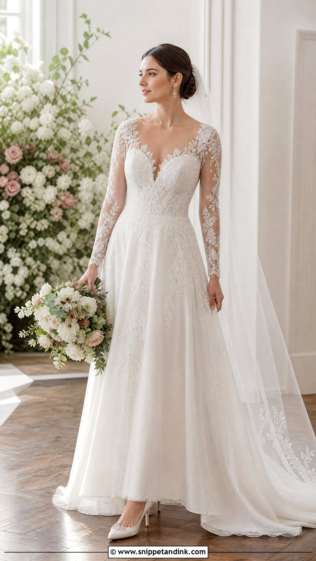 Lace Sleeve A Line Wedding Dress - Snippet and Ink - 25 Lace Sleeves Wedding Dress