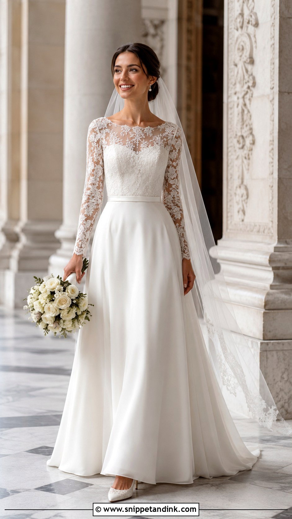 Lace Sleeve A Line Wedding Dress - Snippet and Ink - 20 Easy Wedding Dress Ideas