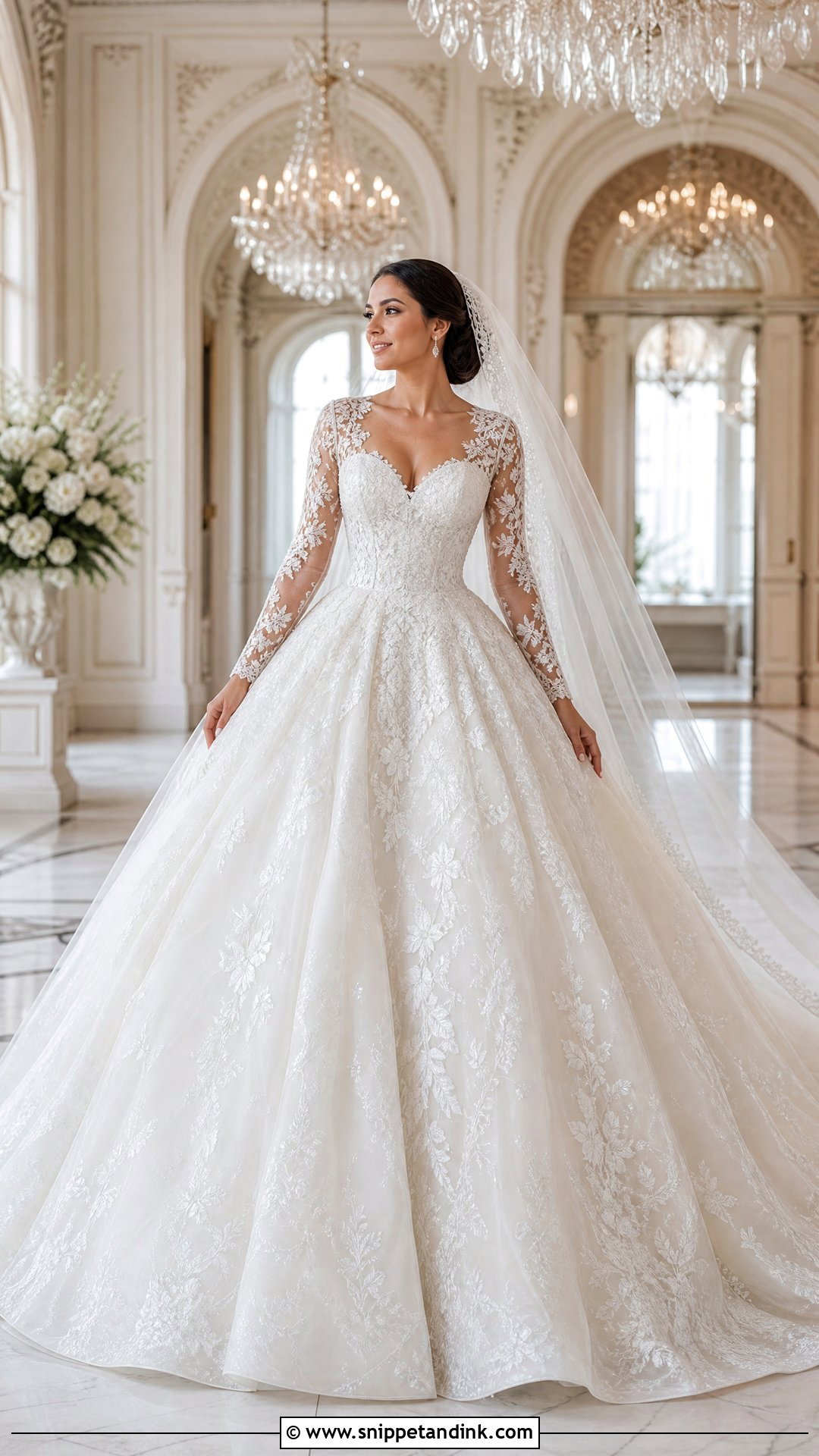 Lace Sleeve Ball Gown Wedding Dress - Snippet and Ink - 25 Lace Sleeves Wedding Dress