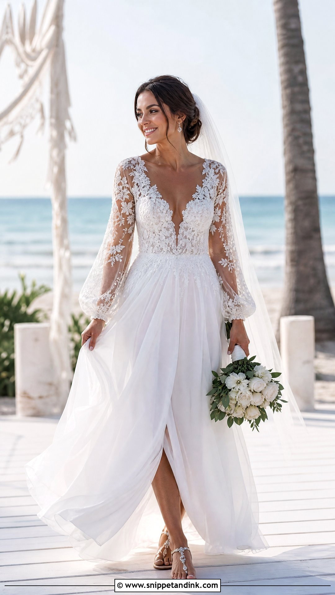 Lace Sleeve Beach Wedding Dress - Snippet and Ink - 25 Lace Sleeves Wedding Dress