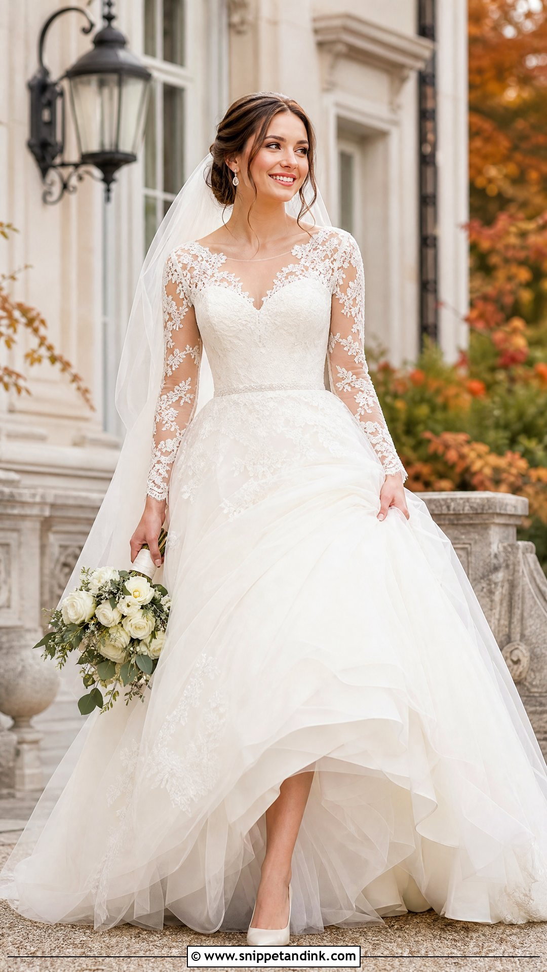Lace Sleeve Bridal Ball Gown - Snippet and Ink - 25 Bridal Ball Gown Ideas