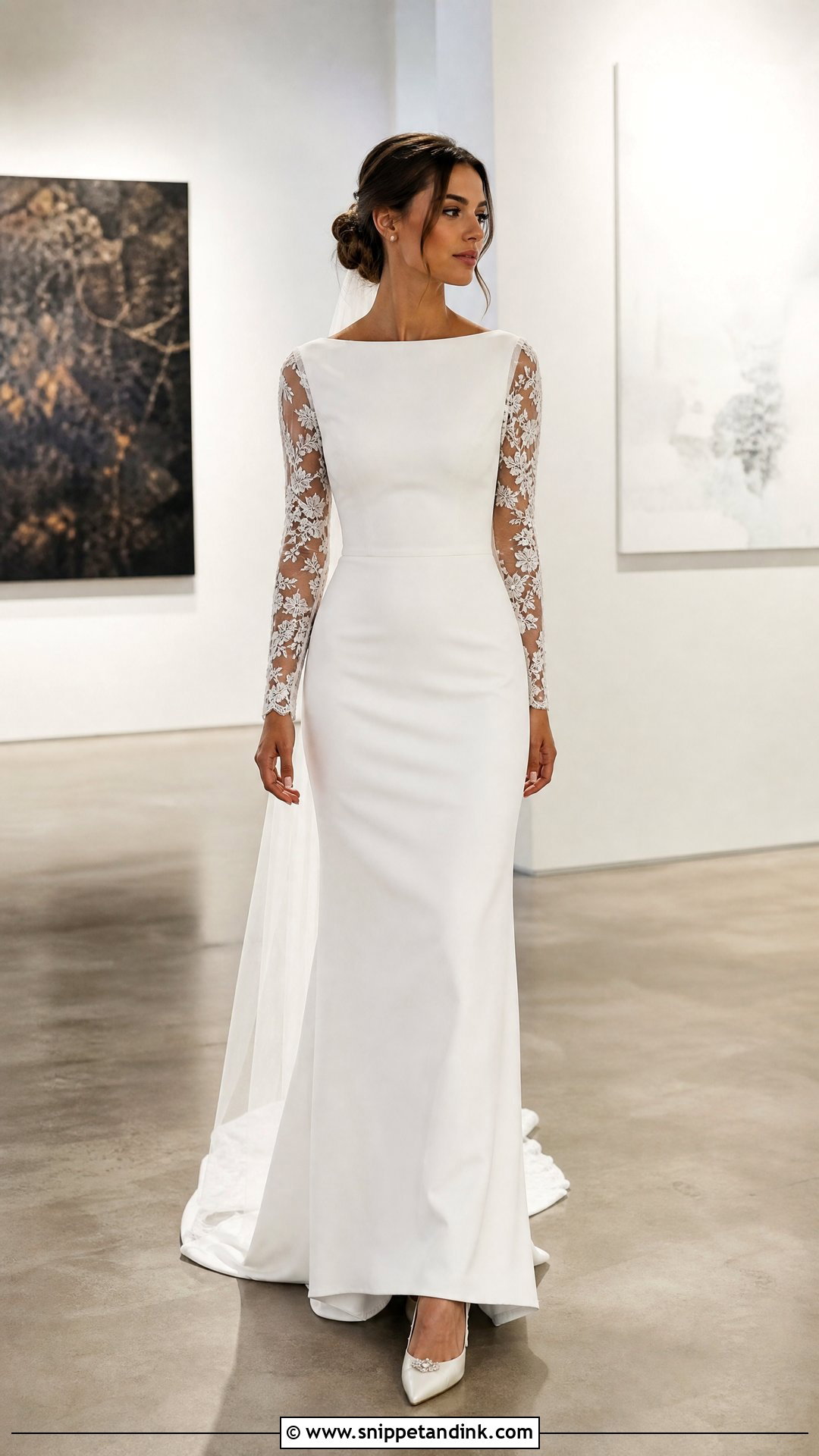 Lace Sleeve Crepe Wedding Dress - Snippet and Ink - 25 Lace Sleeves Wedding Dress
