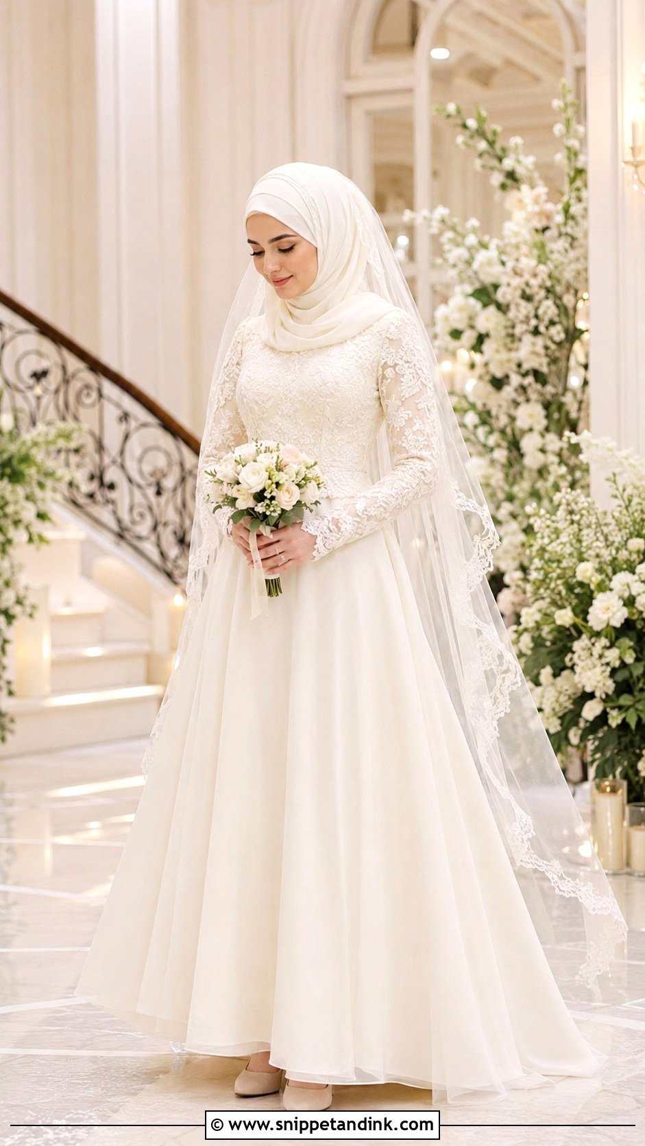 Lace Sleeve Muslim Wedding Dress - Snippet and Ink - 25 Simple Muslim Wedding Dress Ideas
